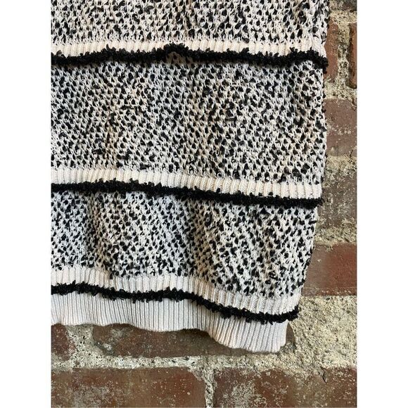 Grey Collection Latina Style Black/White Stripe Short Ruffle Sleeve Knit Sweater - Picture 3 of 7